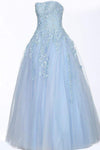 Modest A-line Strapless Full-Skirt Floor Length Sweetheart Embroidered Fitted Hidden Back Zipper Natural Waistline Dress