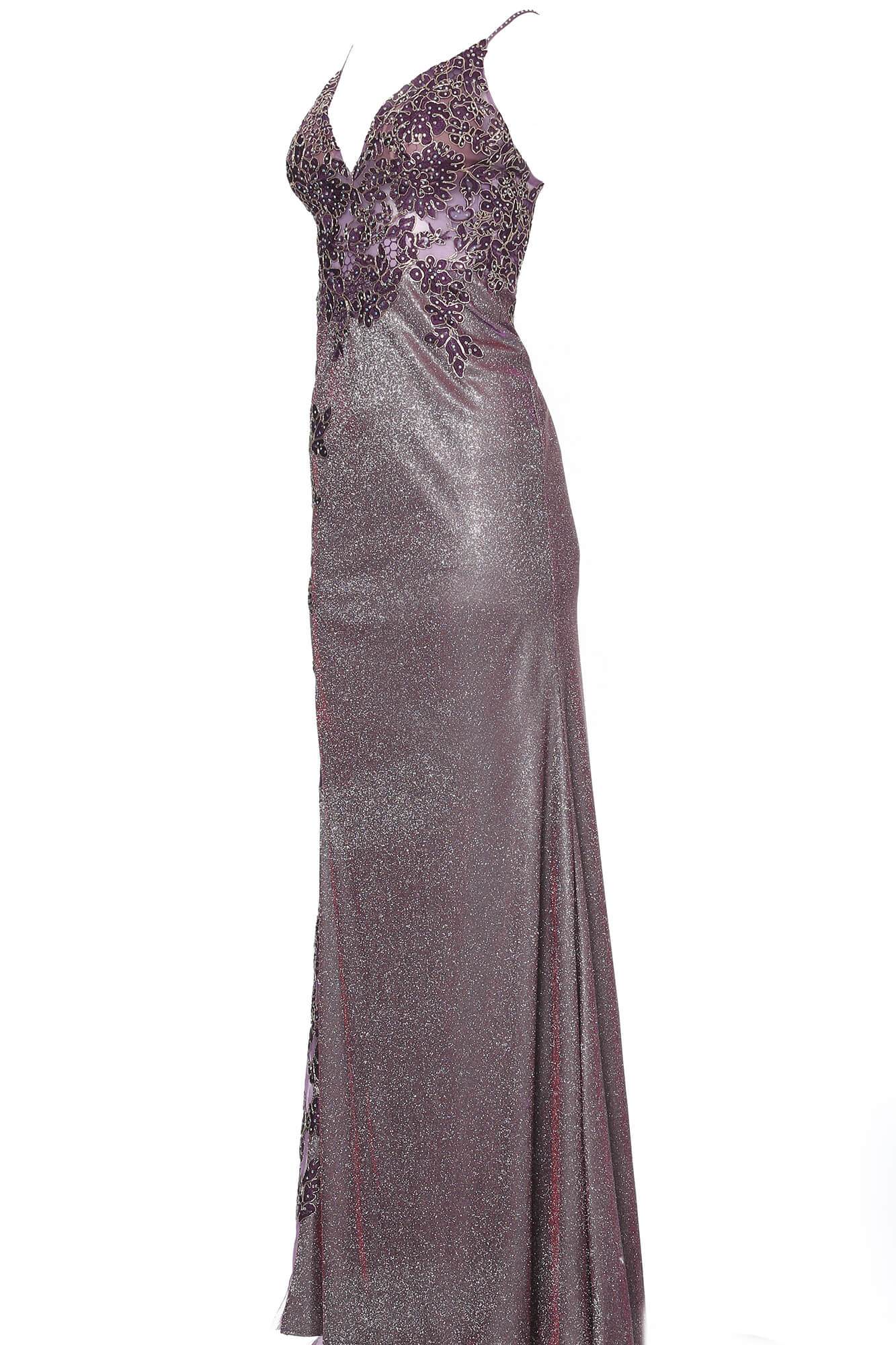 JVN by Jovani JVN2205 - Appliqued Illusion Glitter Sheath Gown
