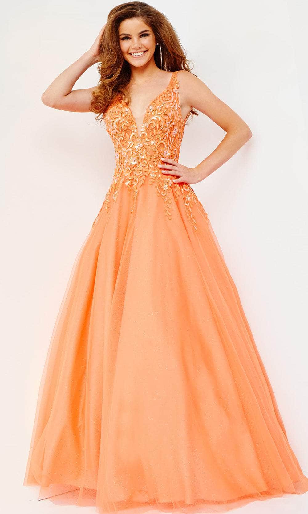 JVN by Jovani JVN22831 - Lace Applique A-Line Prom Gown
