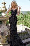 Strapless Plunging Neck Sweetheart Sequined Natural Waistline Sheath Sheath Dress/Prom Dress with a Brush/Sweep Train