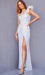 Flutter Sleeves One Shoulder Ruched Slit Open-Back Sequined Wrap Empire Waistline Sweetheart Fall Sheath Sheath Dress/Prom Dress