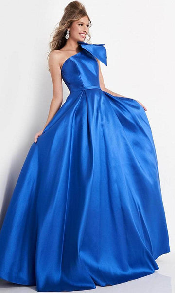 One Shoulder Sleeveless Natural Waistline Back Zipper Pleated Asymmetric Pocketed Fitted Dress With a Bow(s)