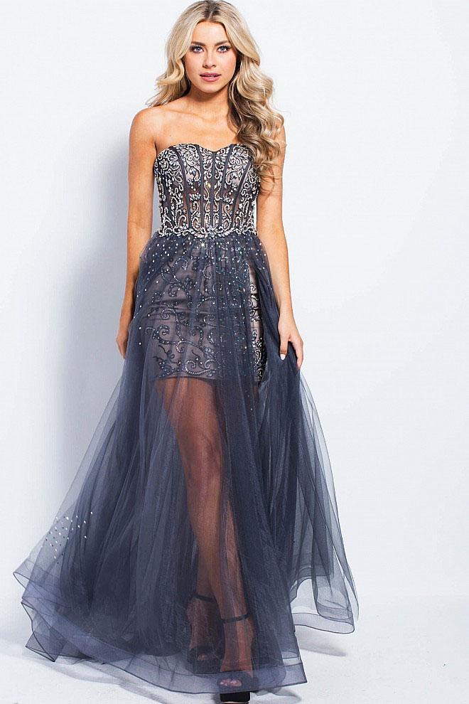 JVN by Jovani - JVN55886 Strapless Embellished Sweetheart A-line Dress
