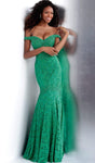Lace V Back Back Zipper Fitted Off the Shoulder Mermaid Natural Waistline Dress with a Brush/Sweep Train