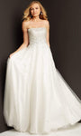 Strapless Goddess Beaded Open-Back Hidden Back Zipper Fitted Straight Neck Corset Natural Waistline Evening Dress