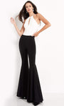 Sexy Racerback Keyhole Back Zipper Cutout Natural Waistline Halter Floor Length Flared-Skirt Jumpsuit