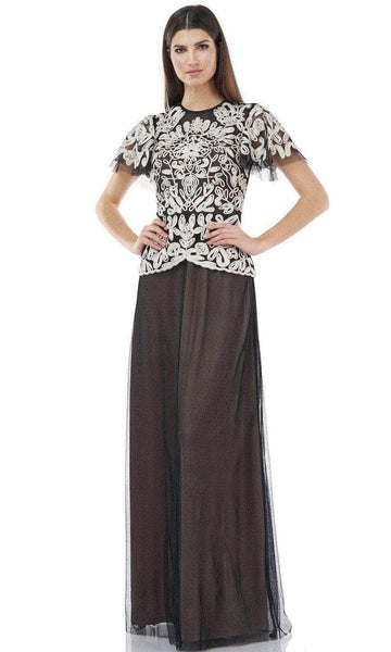 Modest A-line Natural Waistline Beaded Back Zipper Mesh Embroidered Floor Length General Print Jeweled Neck Short Sleeves Sleeves Dress