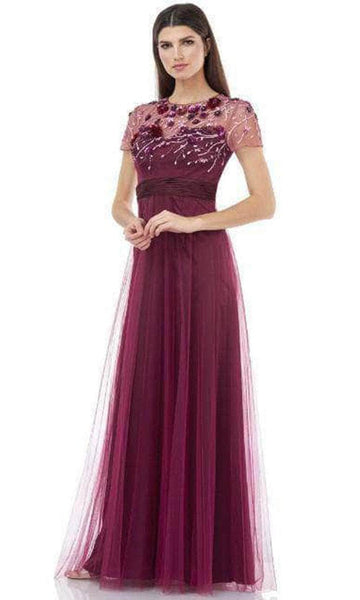 Modest A-line Polyester Short Sleeves Sleeves Applique Ruched Illusion Mesh Back Zipper Floor Length Natural Waistline Jeweled Neck Sweetheart Floral Print Evening Dress