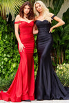 Off the Shoulder Natural Waistline Fit-and-Flare Mermaid Back Zipper Fitted Ruched Party Dress with a Brush/Sweep Train