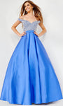 A-line Floor Length Cap Sleeves Off the Shoulder Natural Waistline Polyester Sweetheart Beaded Fitted Pleated Prom Dress