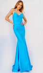 Spaghetti Strap Sweetheart Natural Waistline Mermaid Short Open-Back Ruched Prom Dress with a Brush/Sweep Train