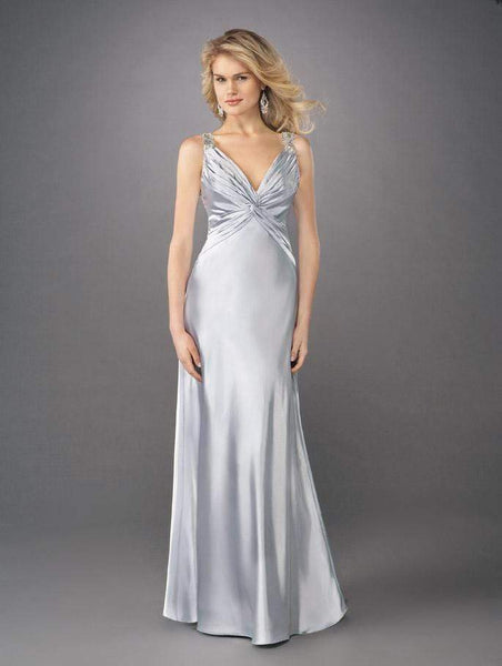 A-line V-neck Jeweled Ruched Back Zipper Open-Back Floor Length Sleeveless Natural Waistline Mermaid Pageant Dress/Prom Dress