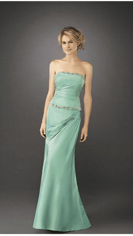 Sophisticated Strapless Floor Length Beaded Trim Dropped Waistline Straight Neck Mermaid Shirred Ruched Open-Back Draped Fitted Dress