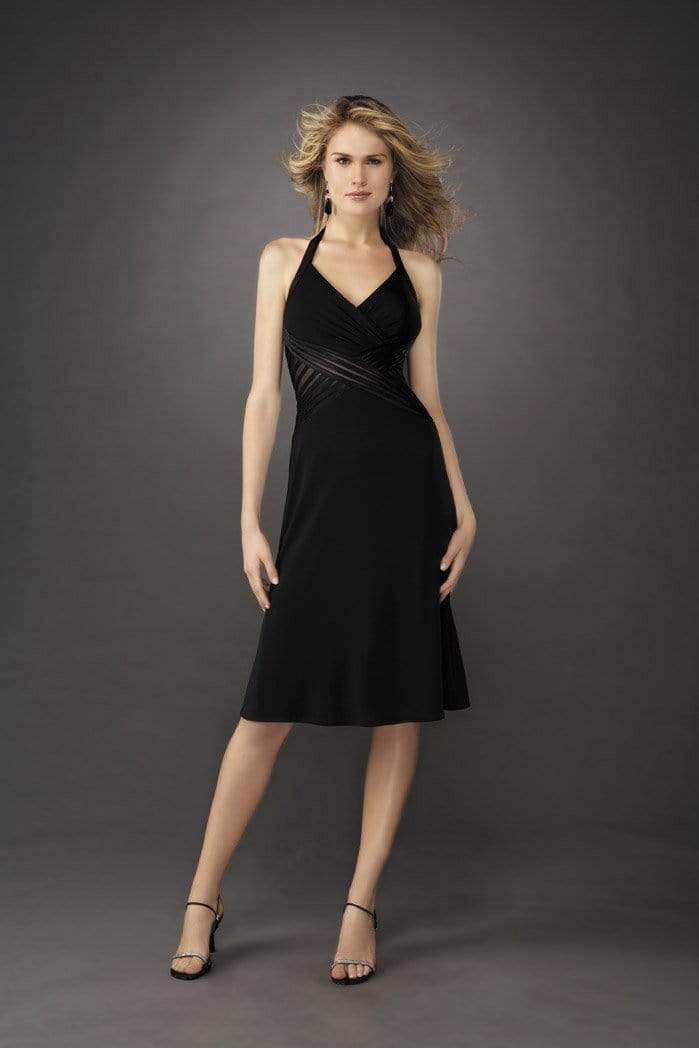 La Femme - 12722 Knee Length Sheer Crisscross Midriff Dress
