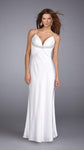 V-neck Natural Waistline Sleeveless Spaghetti Strap Sheath Jeweled Gathered Sheath Dress/Evening Dress