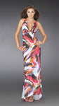 V-neck Halter Plunging Neck Sheath Sleeveless General Print Natural Waistline Sheath Dress/Evening Dress