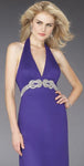 Plunging Neck Open-Back Pleated Fitted Sheath Empire Waistline Sheath Dress