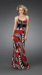 Sleeveless Spaghetti Strap Sheath Empire Waistline Sweetheart Beaded Pleated General Print Sheath Dress With a Sash