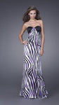 Sweetheart Floor Length Ruched Open-Back Fitted Animal Print Empire Waistline Sheath Sheath Dress/Party Dress