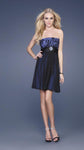 A-line Strapless Ruched Pleated Beaded Short Straight Neck Empire Waistline Party Dress