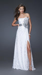 Sophisticated A-line Strapless Beaded Slit Chiffon Empire Natural Waistline Sweetheart Dress