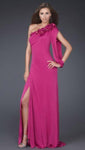 Floor Length Fitted Asymmetric Open-Back One Shoulder Sheath Natural Waistline Sheath Dress