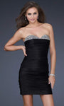 Open-Back Ruched Pleated Jeweled Jeweled Neck Sweetheart Sheath Natural Waistline Cocktail Short Sheath Dress/Party Dress