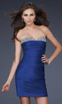 Cocktail Short Jeweled Neck Sweetheart Pleated Open-Back Ruched Jeweled Sheath Natural Waistline Sheath Dress/Party Dress