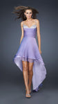 A-line Natural Waistline Cocktail High-Low-Hem Chiffon Sweetheart Crystal Beaded Ruched Pleated Spaghetti Strap Dress