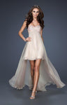 A-line Strapless Pleated Beaded Chiffon Sweetheart Empire Waistline Prom Dress by La Femme