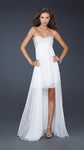 A-line Strapless High-Low-Hem Empire Waistline Chiffon Sweetheart Beaded Pleated Prom Dress