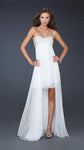 A-line Strapless Sweetheart Empire Waistline Chiffon High-Low-Hem Pleated Beaded Prom Dress