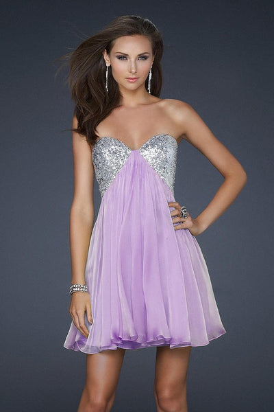 Tall A-line Strapless Sequined Sleeveless Empire Waistline Short Sweetheart Homecoming Dress/Prom Dress/Party Dress