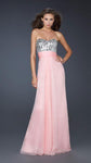 Strapless Sweetheart Beaded Ruched Chiffon Dress by La Femme