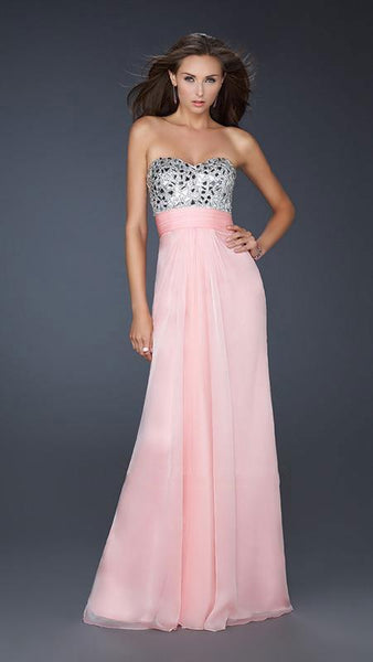 A-line Strapless Natural Waistline Beaded Ruched Chiffon Sweetheart Dress With Rhinestones