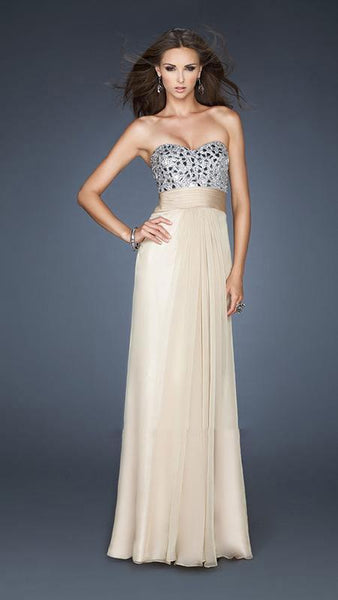 A-line Strapless Natural Waistline Beaded Ruched Chiffon Sweetheart Dress With Rhinestones