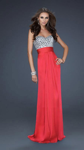 A-line Strapless Chiffon Sweetheart Beaded Ruched Natural Waistline Dress With Rhinestones