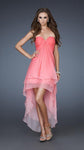 Modest A-line Strapless Sweetheart Chiffon Flutter Sleeves Empire Waistline Cocktail Floor Length High-Low-Hem Jeweled Tiered Open-Back Ruched Dress