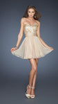 A-line V-neck Strapless Sweetheart Chiffon Cocktail Short Ruched Gathered Belted Side Zipper Open-Back Sequined Natural Waistline Homecoming Dress/Prom Dress