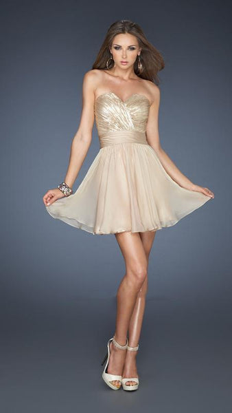 A-line V-neck Strapless Natural Waistline Cocktail Short Gathered Ruched Open-Back Belted Sequined Side Zipper Chiffon Sweetheart Homecoming Dress/Prom Dress