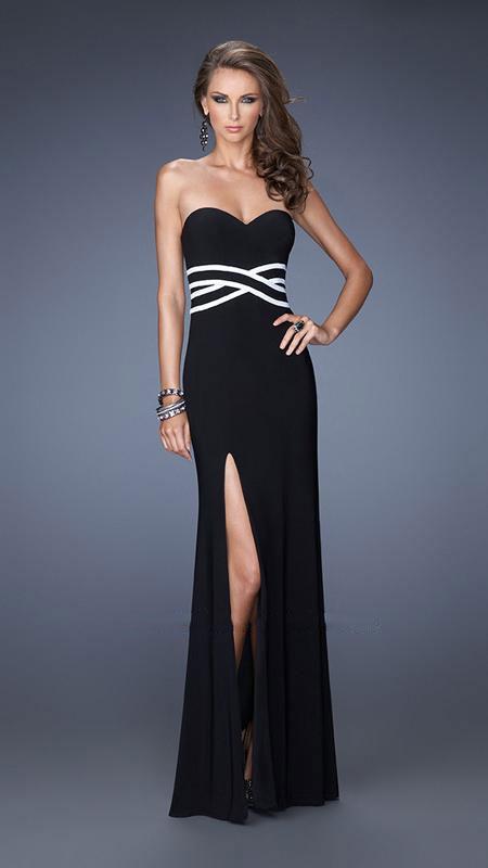 La Femme - 20030 Strapless Sweetheart with Criss-Crossed Waistline Evening Dress
