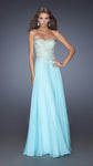 A-line Strapless Floor Length Jeweled Open-Back Glittering Sweetheart 2011 Natural Waistline Lace Evening Dress/Prom Dress