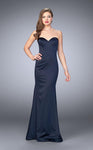 Strapless Open-Back Back Zipper Floor Length Natural Waistline Satin Sweetheart Straight Neck Evening Dress with a Brush/Sweep Train