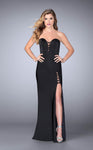 Sexy V-neck Strapless Floor Length Sheath Plunging Neck Sweetheart Back Zipper Fitted Slit Open-Back Natural Waistline Sheath Dress/Evening Dress