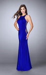 Natural Waistline Jersey Racerback Cutout Sheer Back Zipper Halter Evening Dress/Prom Dress