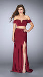 Jersey Back Zipper Slit Off the Shoulder Natural Waistline Sweetheart Dress