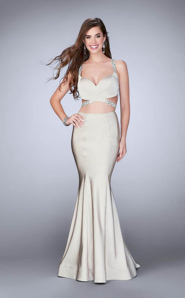 Natural Waistline Jersey Sweetheart Floor Length Mermaid Flared-Skirt Cutout Jeweled Open-Back Beaded Back Zipper Evening Dress