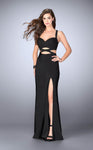 Jersey Sleeveless Sweetheart Back Zipper Cutout Slit Open-Back Beaded Natural Waistline Evening Dress With Rhinestones