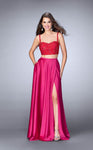 A-line Natural Waistline Sweetheart Sleeveless Open-Back Pocketed Back Zipper Slit Evening Dress