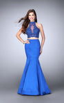 Natural Waistline Lace Back Zipper Racerback Sheer Halter Mermaid Prom Dress